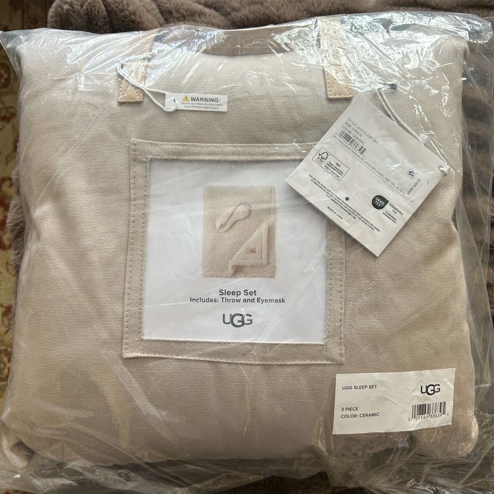 UGG Cream Sleep Set with Throw and Eyemask